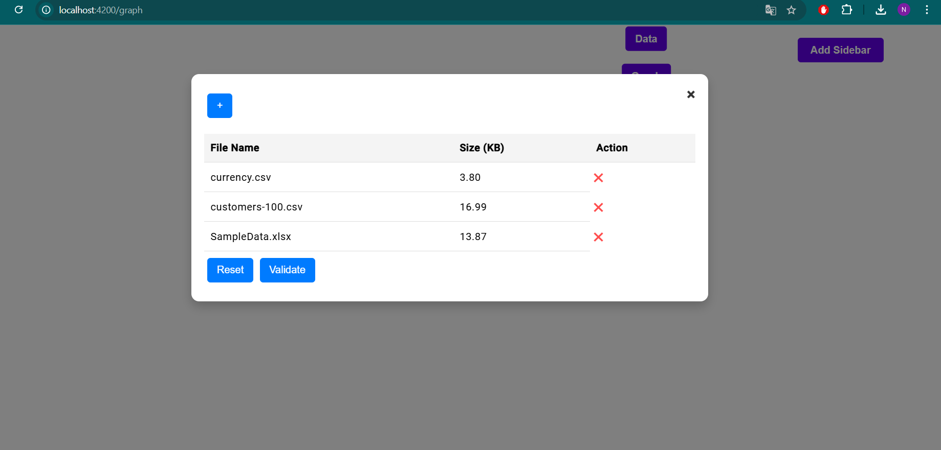 BI Management data upload interface