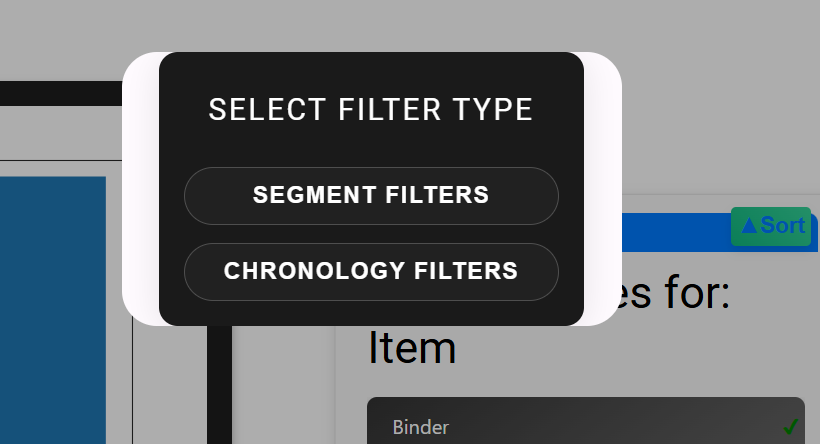BI Management filter selection